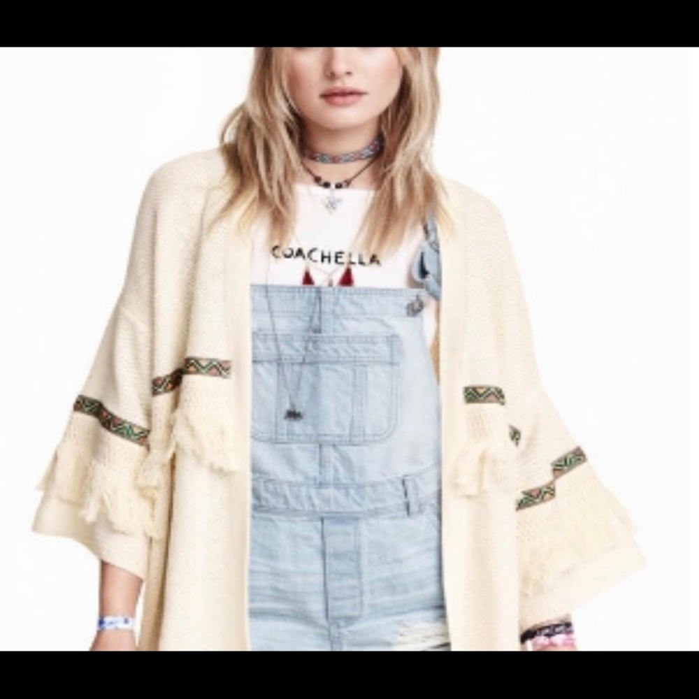 NWT H&M Coachella Women’s Beige Cardigan Sweater Size M